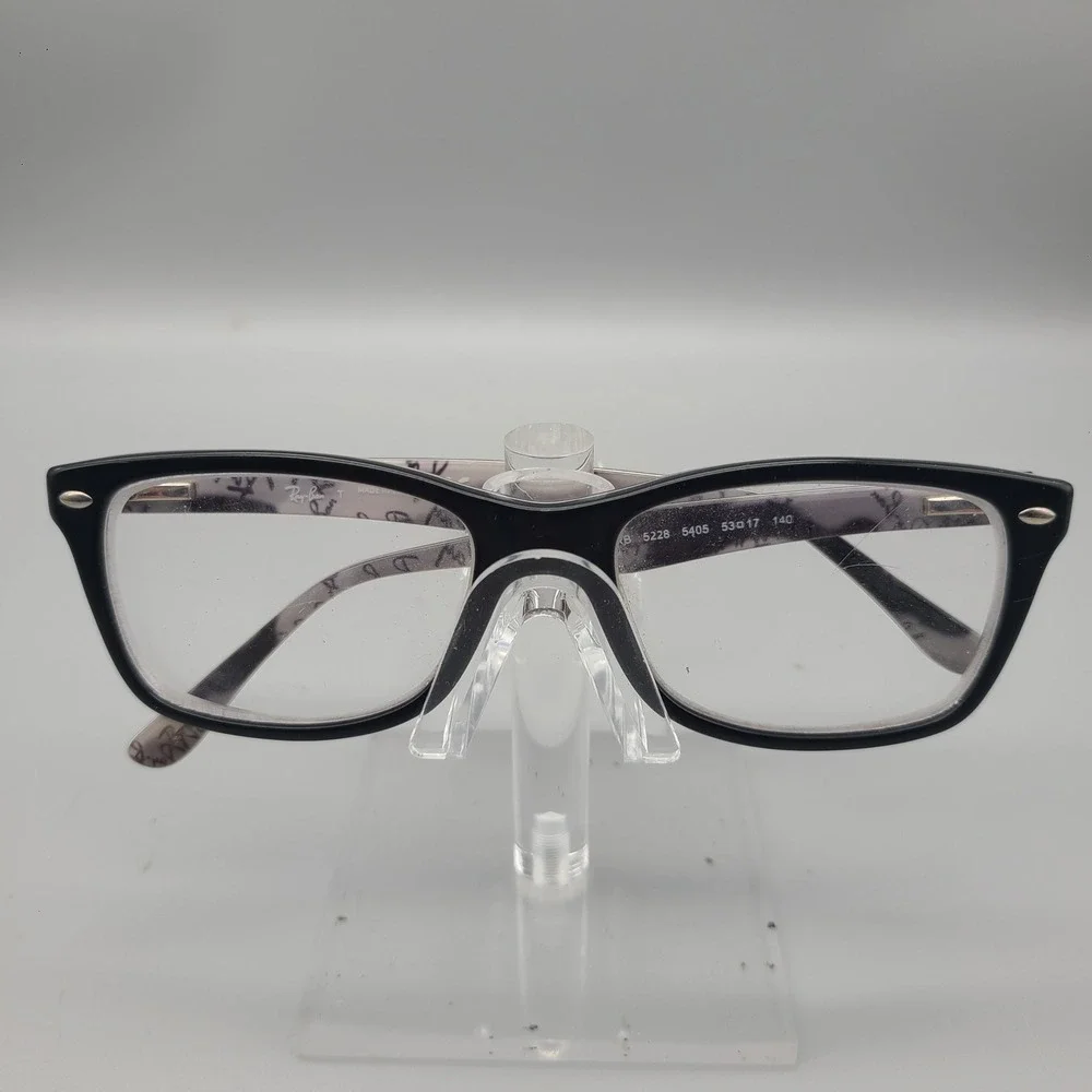 Ray-Ban RB 5228 5405 Black Logo Print Rectangular Eyeglass Frames 53-17-140